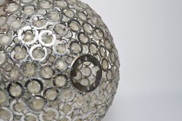 Large Vintage 70's hand made spherical shade with hand soldered chrome rings and acrylic crystals.