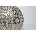 Large Vintage 70's hand made spherical shade with hand soldered chrome rings and acrylic crystals.