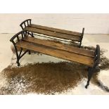 Pair of rustic benches with cast iron ends