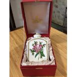 Spode Stafford Flowers, tea caddy, floral decoration with gilt