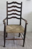 Antique ladder back rush seated chair - early 1900's