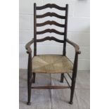 Antique ladder back rush seated chair - early 1900's