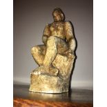 Seated female plaster sculpture, 26cms, signed by Marek Szwarc, 1892-1958