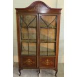 Edwardian mahogany inlaid book case / cabinet circa 1910