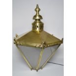 Large original Victorian brass lamp post lamp.