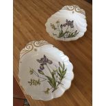 Spode Stafford Flowers, pair of shell shaped serving dishes