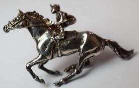 Silver Brooch Of Horse And Jockey