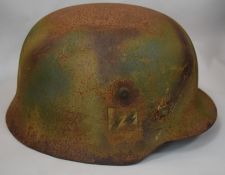 WW2 German Helmet With SS Decal Normandy Camouflage