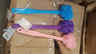 96 x bath brushes with exfoliating scrunchies