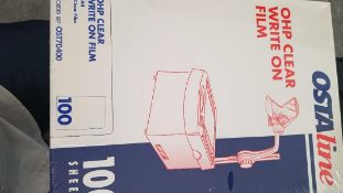 10 full cartons each  containing 10 x 100 sheet packs of ohp (overhead projector) write on film