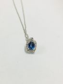 18ct white gold Sapphire diamond pendant,0.26t natural Sapphire ,0.08ct diamond brilliant and