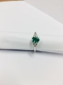 18ct Emerald Diamond Nanette cluster ring,1ct natural emerald ,0.36ct brilliant cut diamond s(6x0.