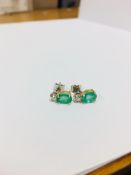 18ct Emerald diamond earrings ,2ct emerald (2x1ct natural),020ct Diamond (2x0.0ct) si I Coloured ,