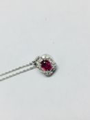 18ct white gold ruby diamond pendant,0.26t natural Ruby ,0.08ct diamond brilliant and baguette cut,g