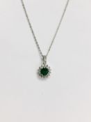 18ct emerald diamond pendant & 18ct white gold necklace ,18ct 0.50gm,Emerald 0.25ct natural,diamonds