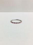 18ct white gold Ruby diamond eternity ring,0.13ct g colour vs clarity diamonds,0.13ct gem quality