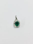 18ct white gold Emerald diamond pendant,0.26t natural Emerald ,0.08ct diamond brilliant and baguette