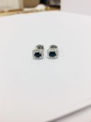 sapphire & diamond cluster earrings,0.70ct natural sapphire,0.26ct g vs diamonds ,2.18gms 18ct white