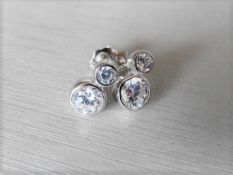 0.80ct diamond drop earrings each set with 2 graduated brilliant cut diamonds, I/J colour, si2