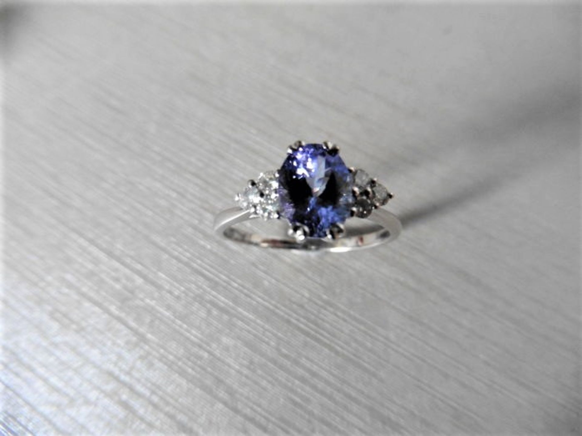 Tanzanite and diamond dress ring set in platinum. Oval cut tanzanite ( heat treated ) 2.40ct - Image 3 of 3