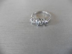 3ct three stone diamond ring ,3x 1ct diamond j colour si2 clarity(clarity enhanced),3.5gms