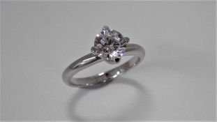 1.06ct diamond solitaire ring set in platinum. H colour, si3 clarity. 4 claw setting.Ring size M.
