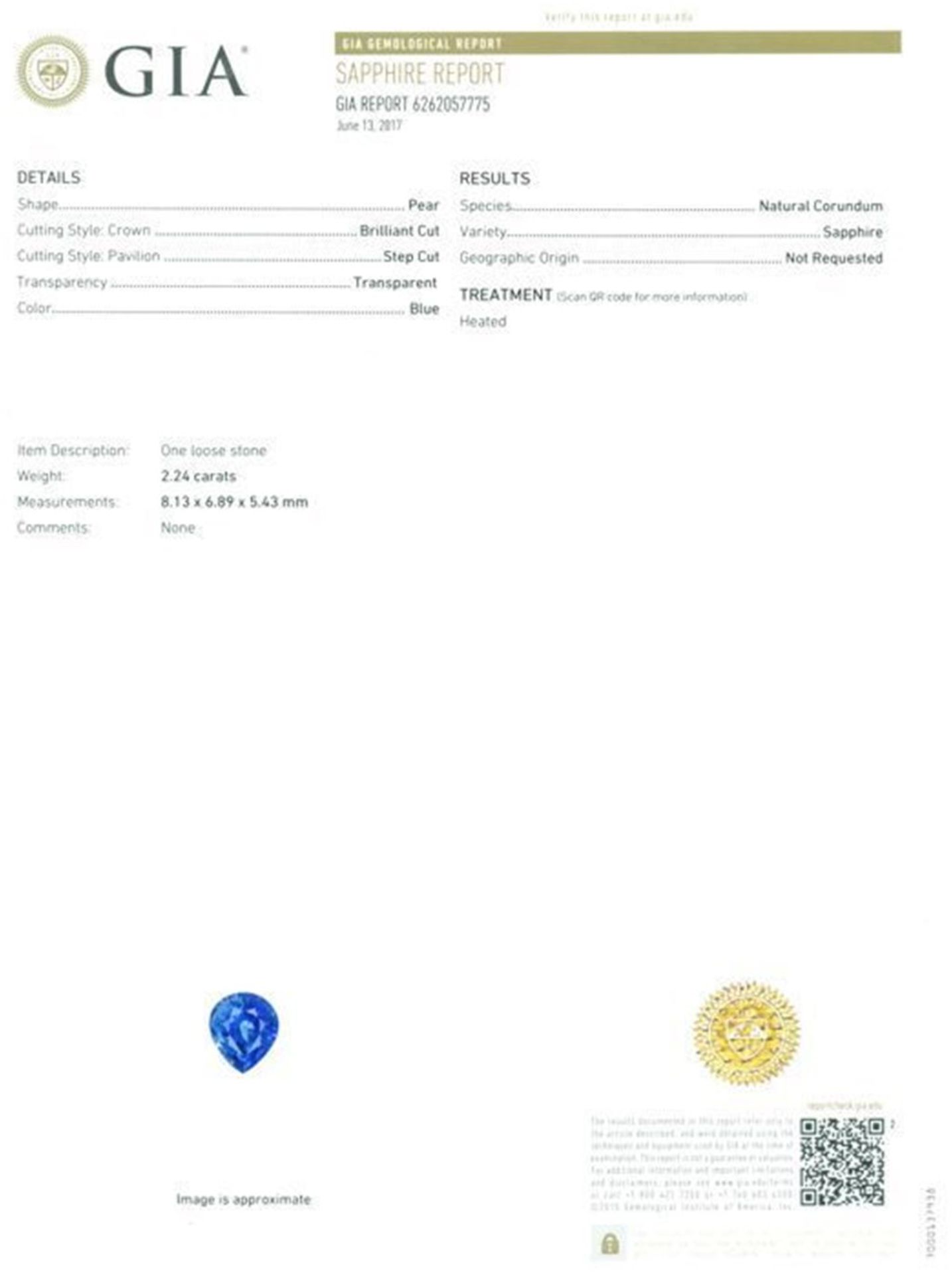 GIA Certified 2.24 ct. Blue Sapphire MADAGASCAR - Image 2 of 10