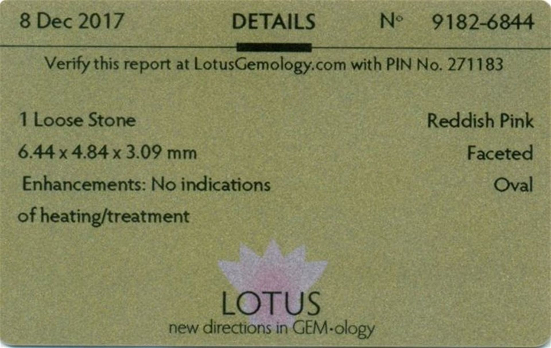 LOTUS Certified 0.99 ct. Hot Pink Sapphire MOZAMBIQUE - Image 10 of 10