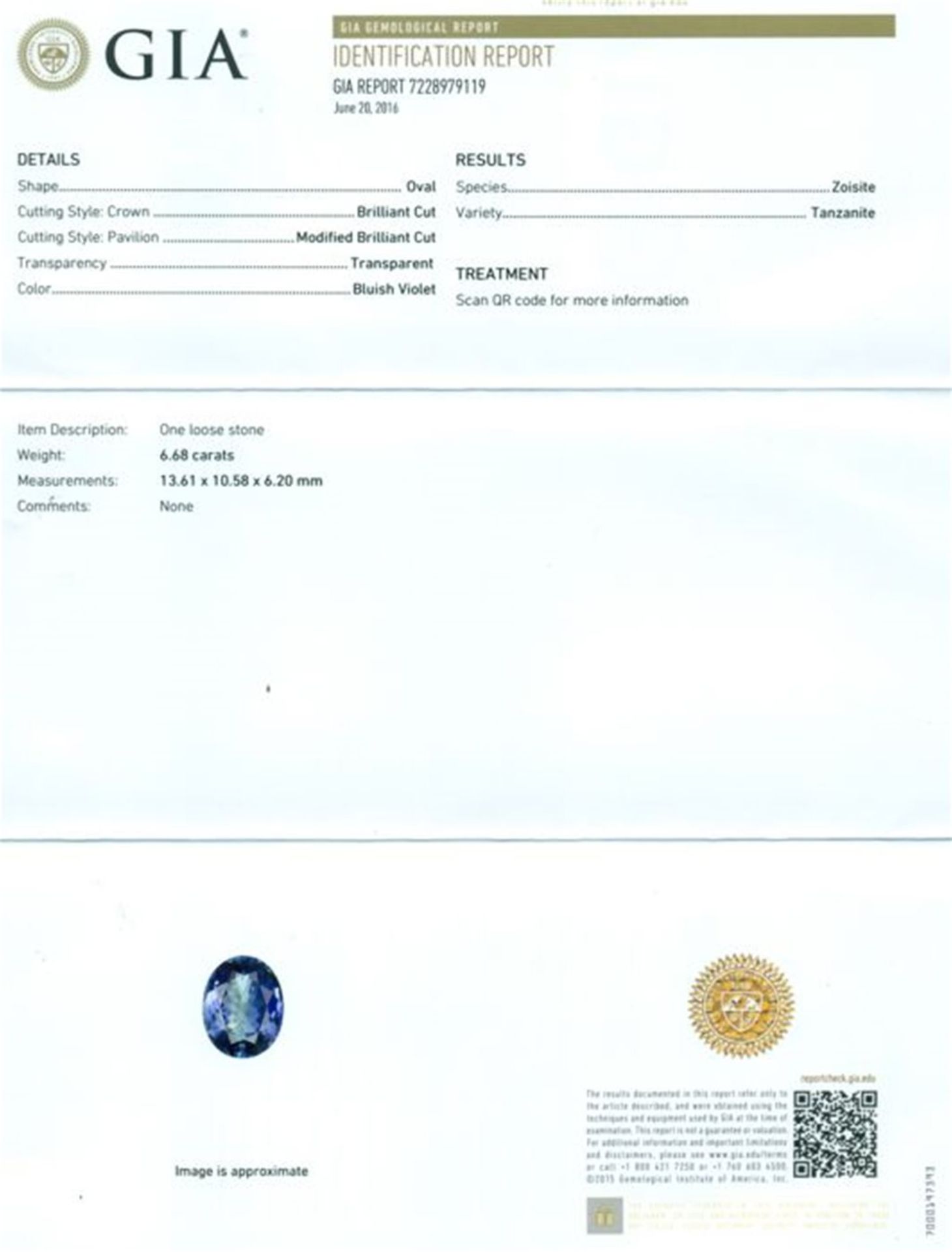 GIA Certified 6.68 ct. Tanzanite - Image 2 of 6