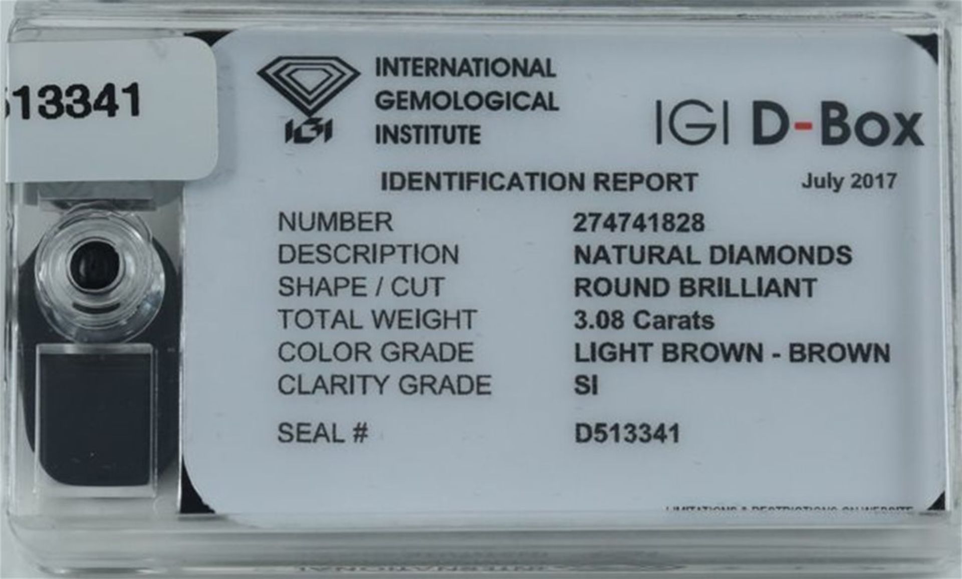 IGI Certified Sealed 3.08 ct. Diamond “D-Box” UNTREATED - Image 2 of 4