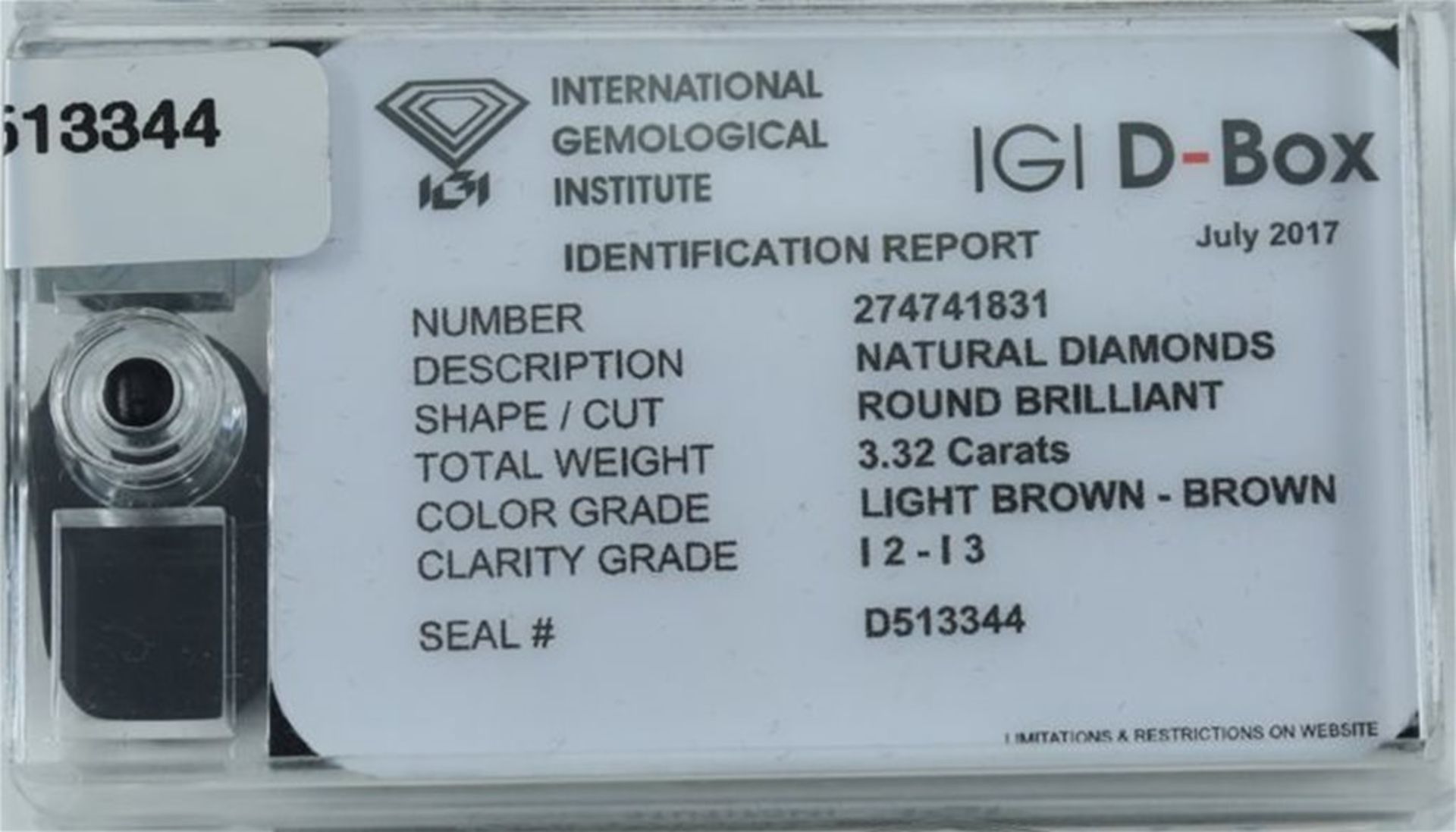 IGI Certified Sealed 3.32 ct. Diamond “D Box” UNTREATED - Image 2 of 4