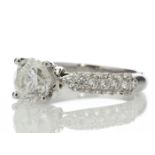 18ct White Gold Single Stone Claw Set With Stone Set Shoulders Diamond Ring (1.08) 1.58