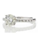 18ct White Gold Single Stone With Stone Set Shoulders Diamond Ring (1.25) 1.45