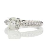 18ct White Gold Single Stone Diamond Ring With Stone Set Shoulders (1.00) 1.38