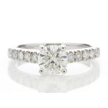 18ct White Gold Single Stone Diamond Ring With Stone Set Shoulders (1.02) 1.32