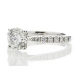 18ct White Gold Single Stone diamond Ring With Stone Set Shoulders (1.07) 1.30