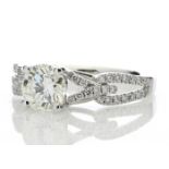 18ct White Gold Single Stone Claw Set With Stone Set Shoulders Diamond Ring (1.03) 1.32