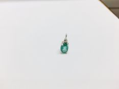 14ct emerald diamond pendant,8x6mm approx 1.50ct emerald (tested) natural oval Zambian ,0.05ct