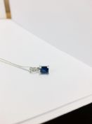 platinum sapphire diamond pendant and chain,5mmx4mm blue sapphire natural(treated) ,platinum diamond