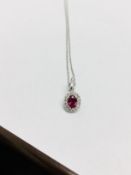 18ct white gold Ruby diamond pendant and necklace,0.40ct natural gem quality ruby,0.11ct vs grade