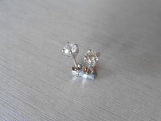 diamond stud earrings 0.30ct i colour ,si2 clarity set in 9ct white gold 1.8gms ,