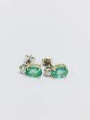 18ct Emerald and diamond stud earrings,2ct emerald (tested) Zambian ,0.20ct diamond(tested)