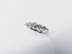 14ct diamond 5 stone ring,0.60ct brilliant cut diamonds i colour si3 clarity (tested),14ct white