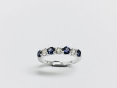 18ct white gold sapphire diamond eternity ring,4x0.05ct sapphire(natural),3x0.05ct diamond i