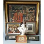 Vintage Retro Parcel of Henry VIII Memorabilia. Includes a Bust and Prints NO RESERVE