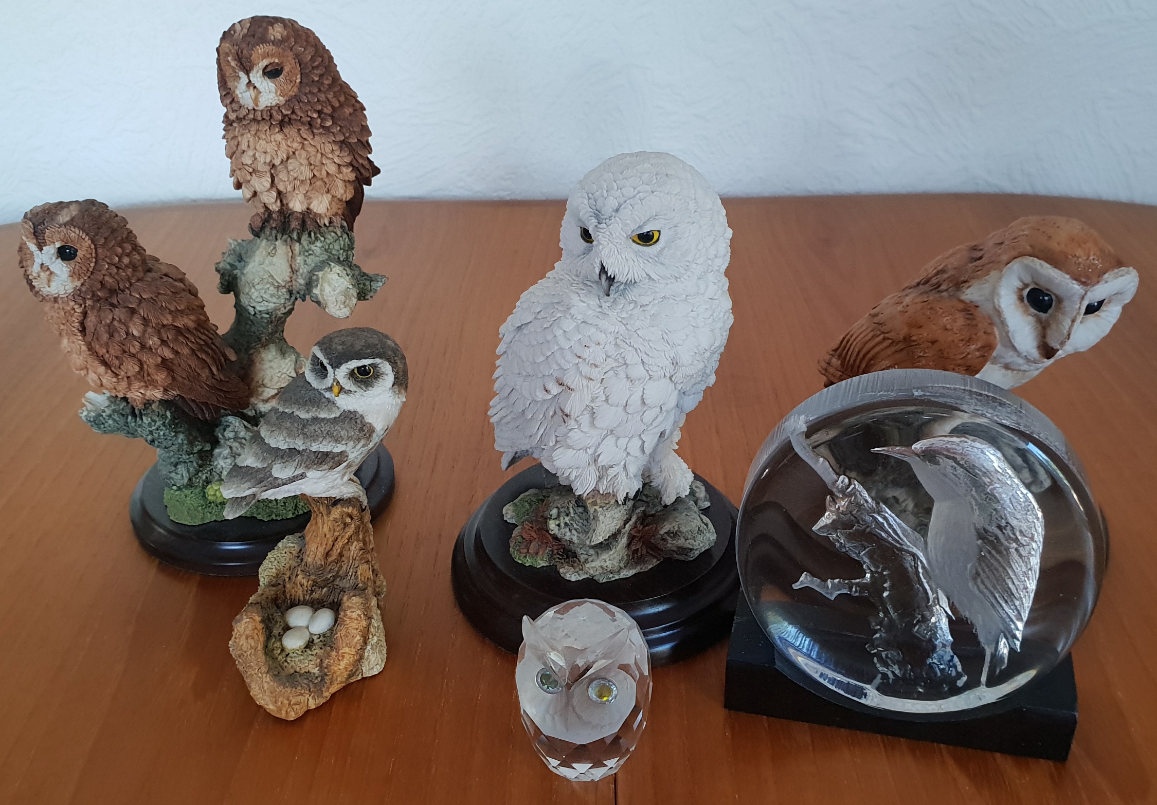 Vintage Parcel of Glass & Pottery Owls Includes Swarovski & County Artists 6 Items In Total