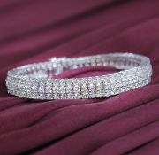 14 K /585 White Gold 3 Line Tennis Bracelet with Diamonds