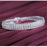 14 K /585 White Gold 3 Line Tennis Bracelet with Diamonds