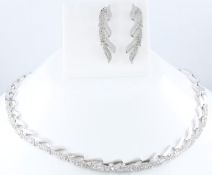 IGI Certified 14 K / 585 White Gold Designer Diamond Necklace with Matching Earrings