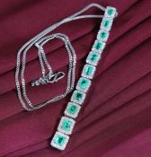 IGI Certified 14 K Very Exclusive Emerald (Colombian) and Diamond Pendant Necklace